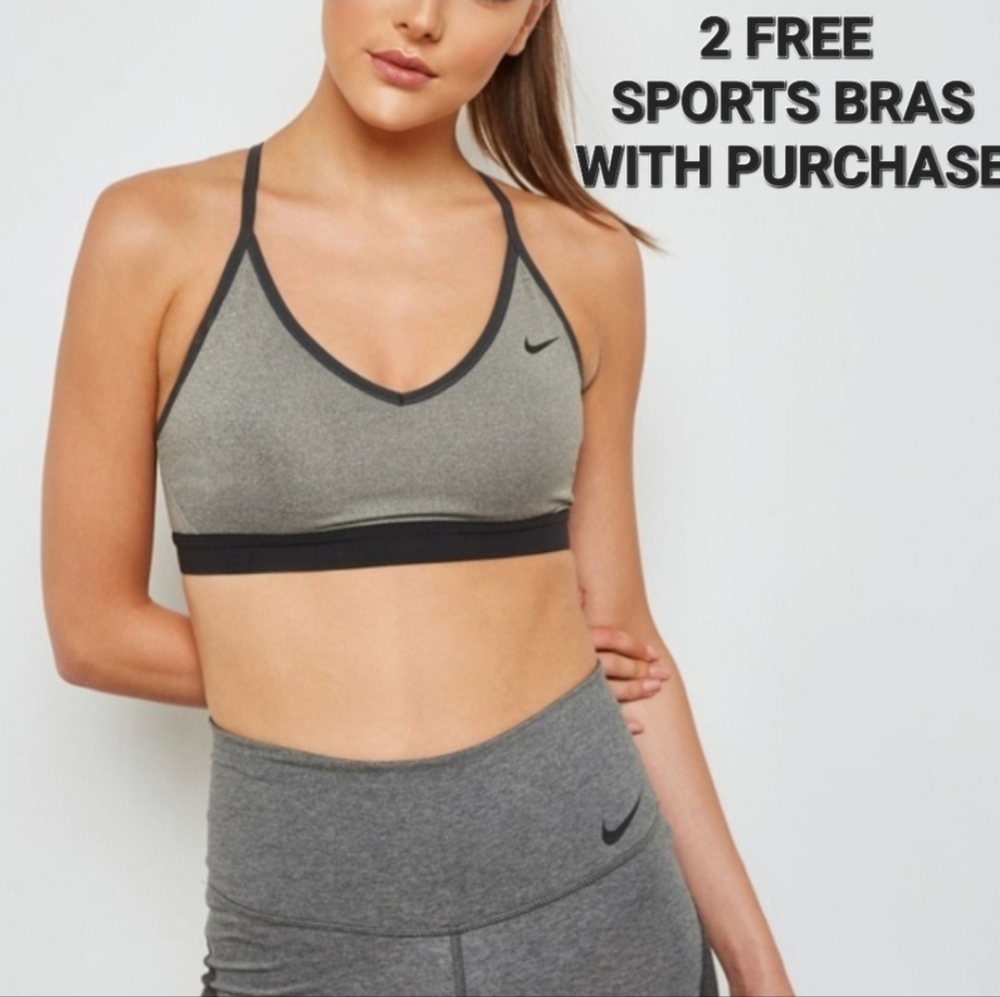 Nike Indy Sports Bra Size M Gray/Blk + 2 FREE Sports Bras EUC - Picture 2 of 11